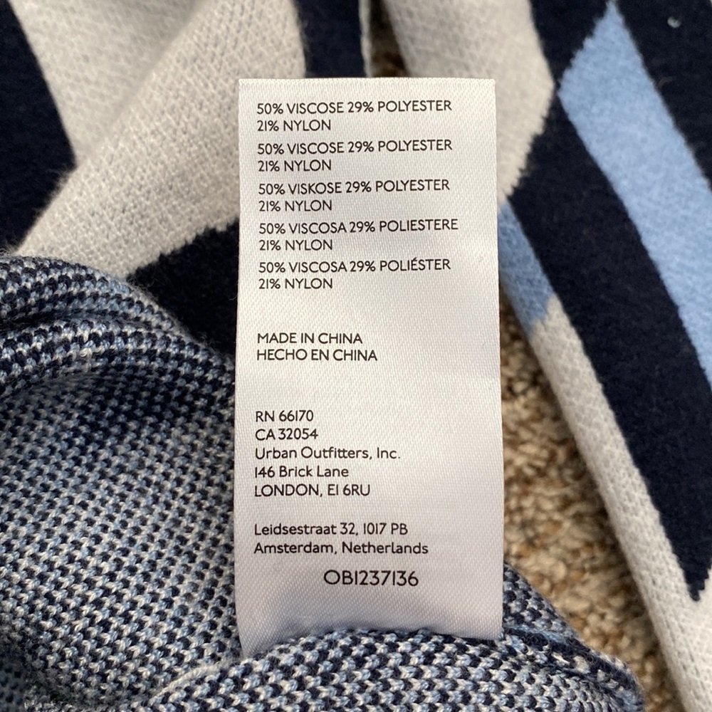 Anthropologie Blue and White Diamond Sweater - Picture 3 of 3